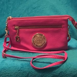 Hot pink wristlet/crossbody Purse